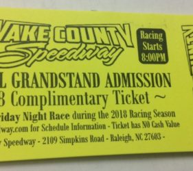 Wake County Speedway Race Ticket Resolute